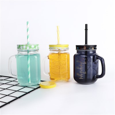 Bulk Mason burkar med lock och sugrör